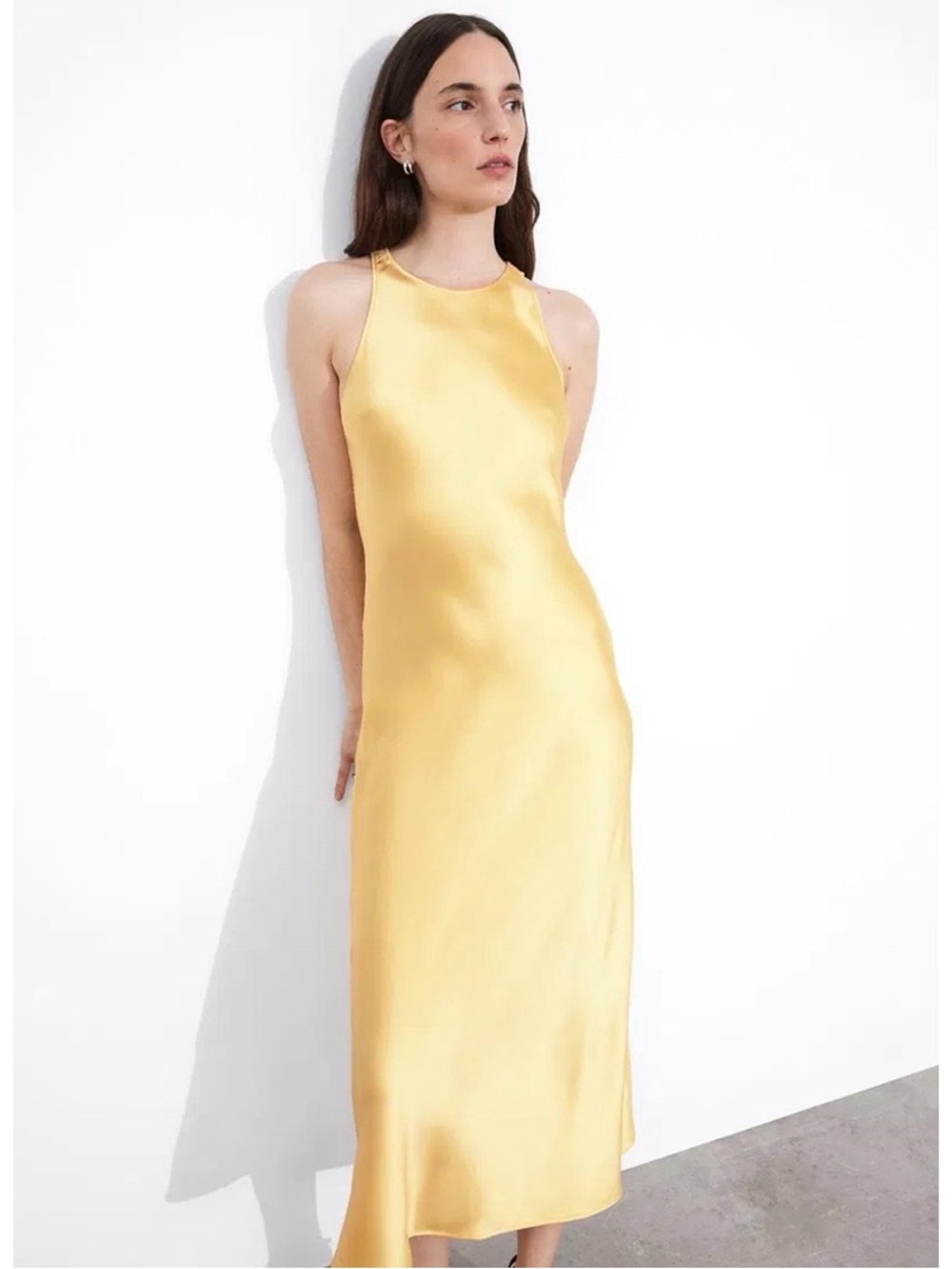 & Other Stories Yellow Satin Maxi Dress